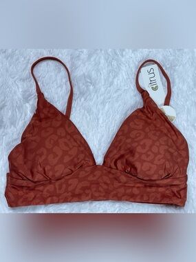 Citrus Women’s Rust Leopard-Print Triangle Bikini Top adjustable strap Sz S NWT